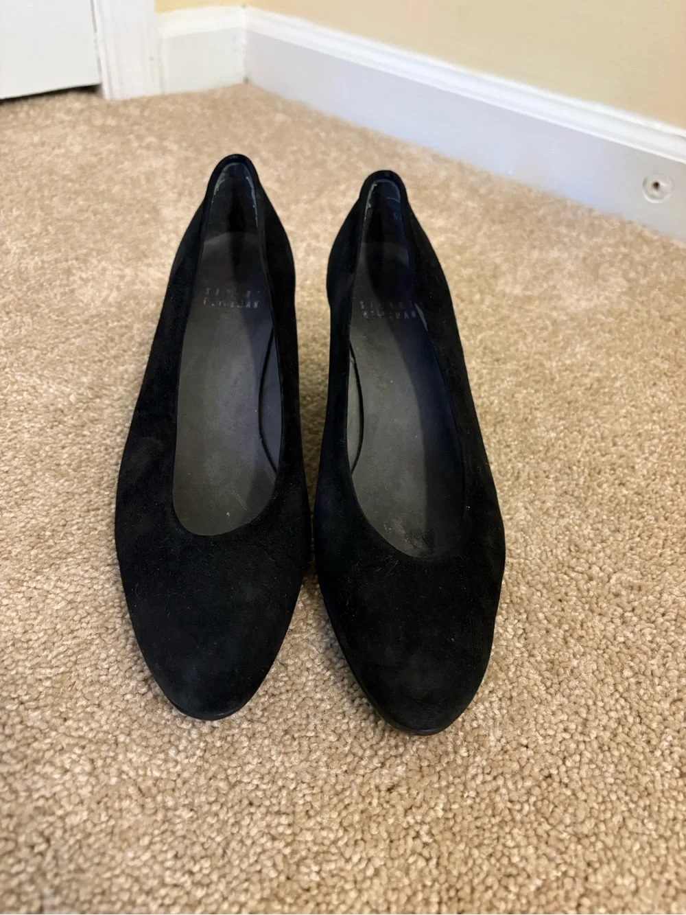 Stuart Weitzman Black Suede Wedge Pumps - Picture 2 of 6